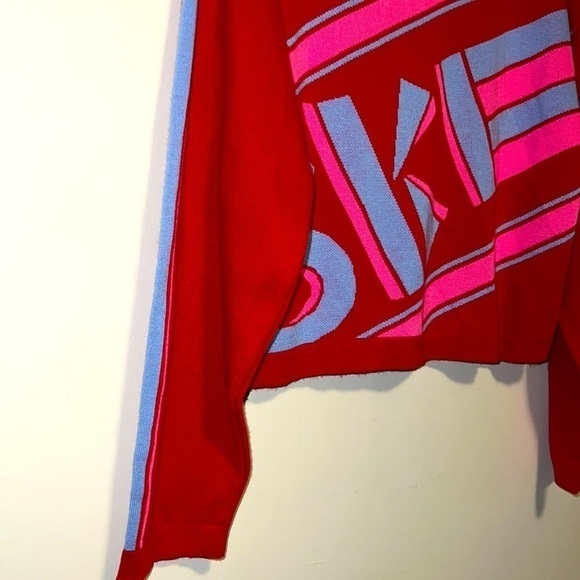 ASOS DESIGN ski slogan graphic sweater with racer stripe sleeves women’s size 14 - Picture 3 of 6